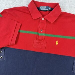 Polo Ralph Lauren Shirt Mens Small Red Vented Pony Short Sleeve Striped